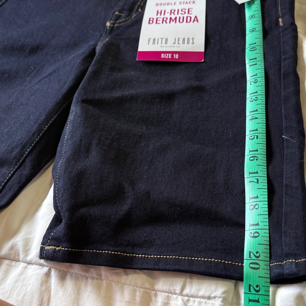 Faith Jeans Double Stack Hi-Rise Bermuda Shorts - - Picture 2 of 5
